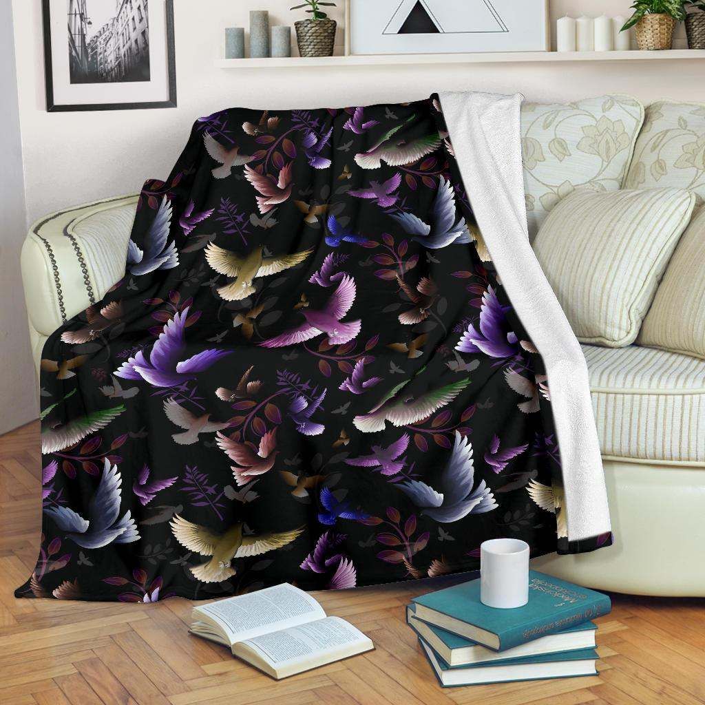 Pigeon Pattern Sherpa Fleece Blanket