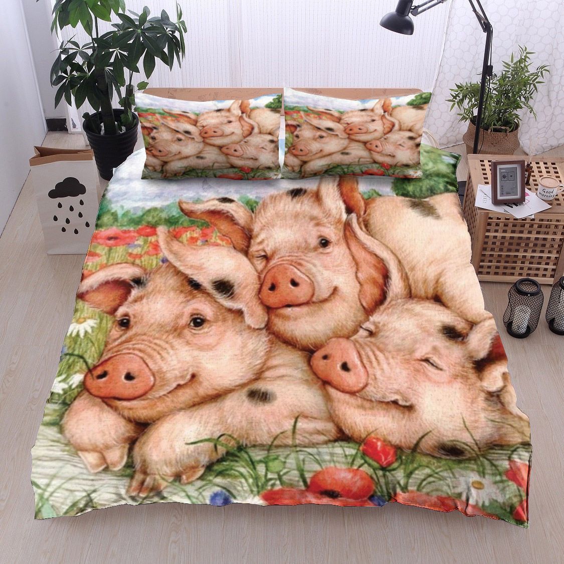 Pigs Flower Bedding Set