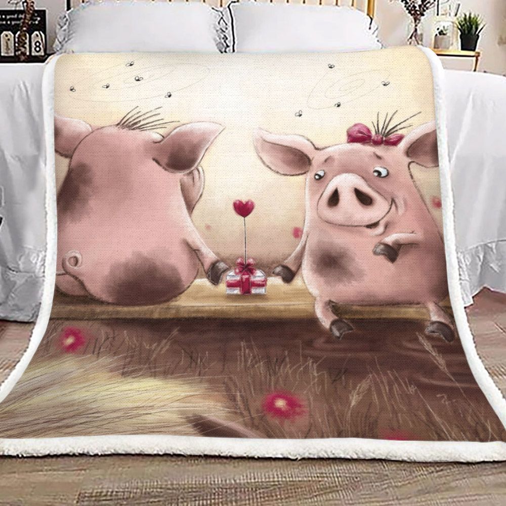 Pigs In Love Sherpa Fleece Blanket