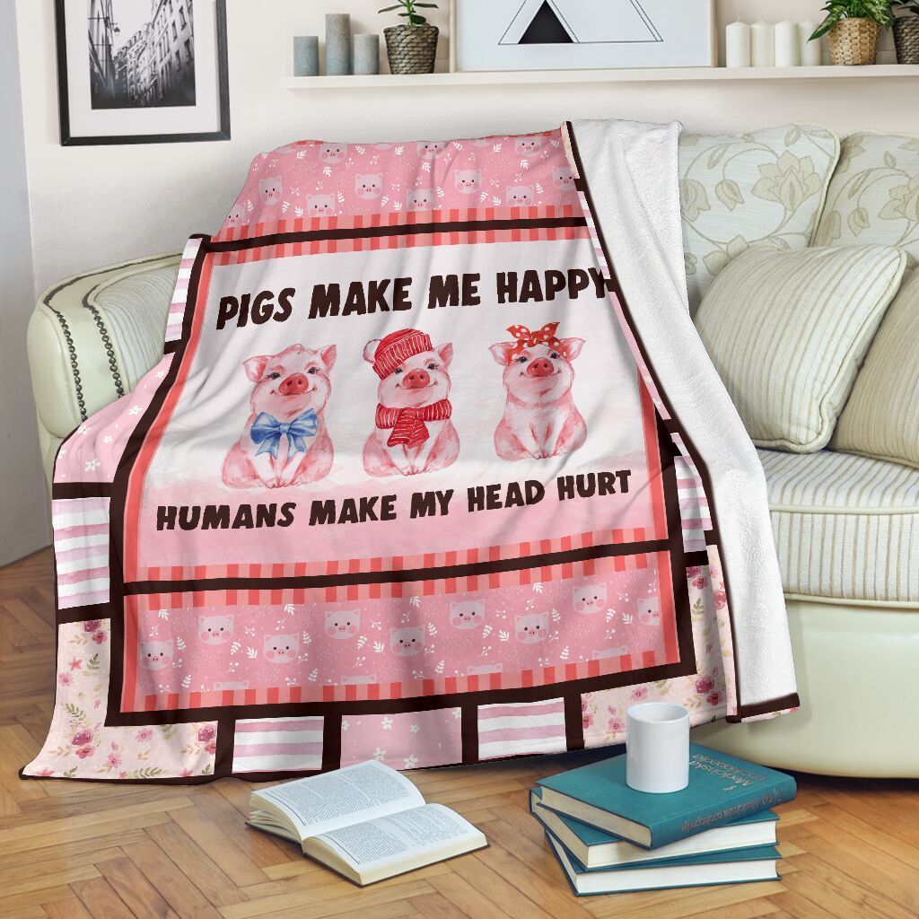 Pigs Make Me Happy Sherpa Fleece Blanket