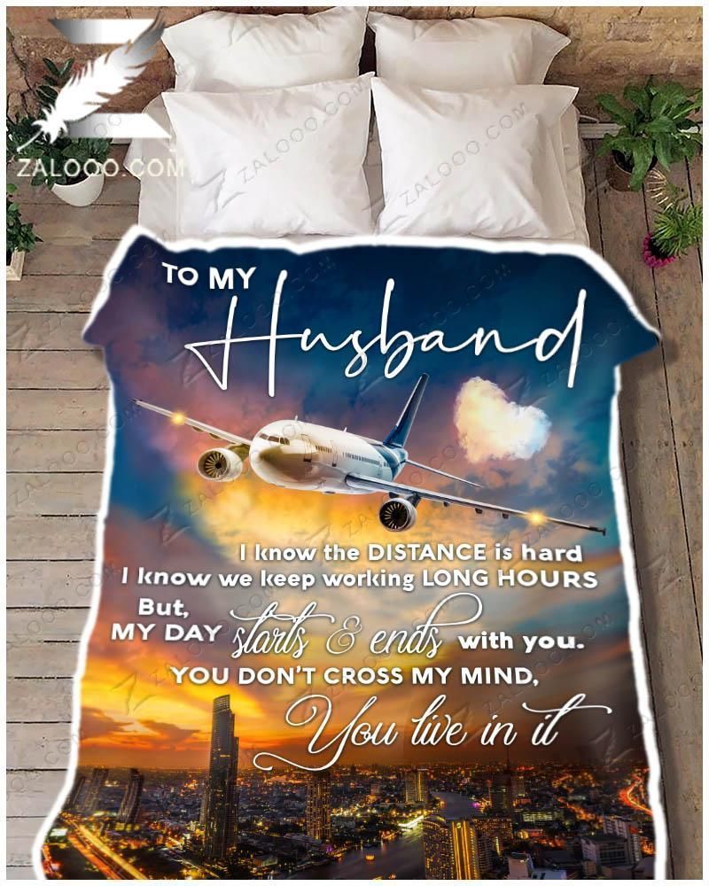 Pilot To My Husband I Know The Distance Sherpa Fleece Blanket