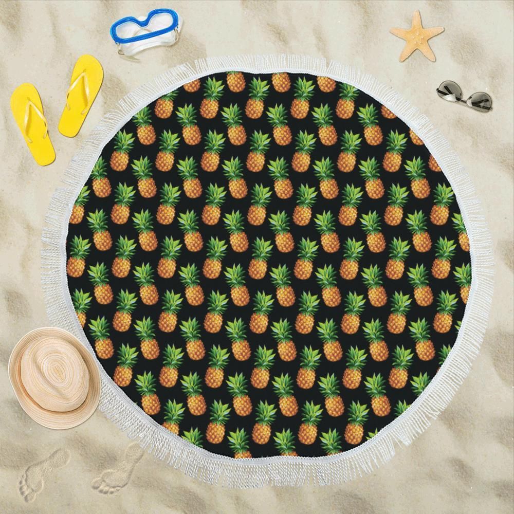 Pineapple Cute Pattern Printed Round Beach Towel