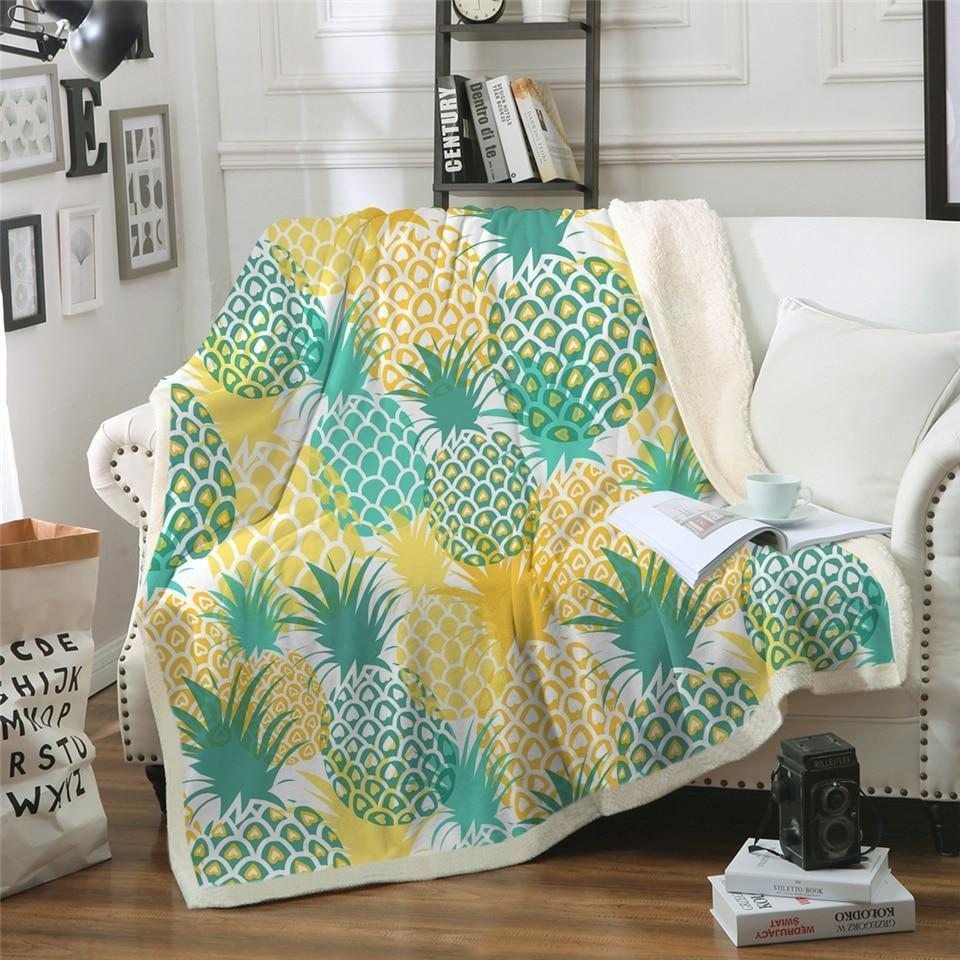 Pineapple Pop Sherpa Fleece Blanket