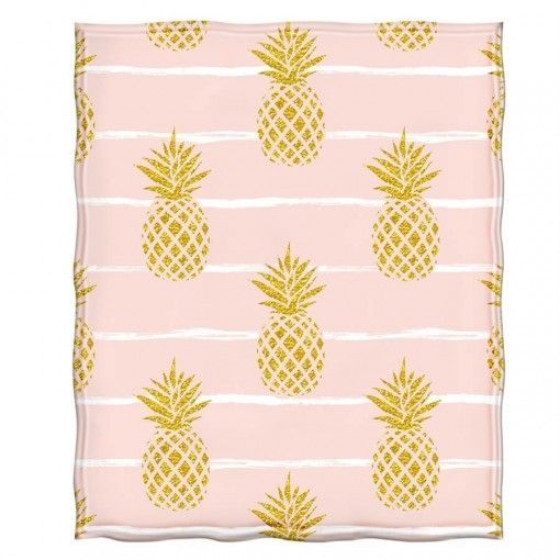 Pineapple Smooth Sherpa Fleece Blanket