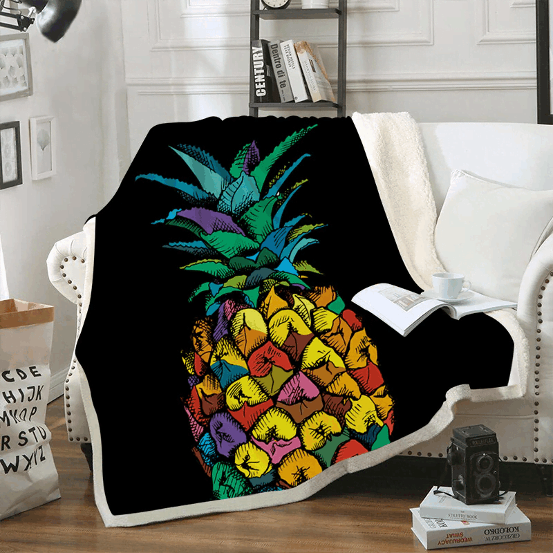 Pineapple Velvet Sherpa Fleece Blanket