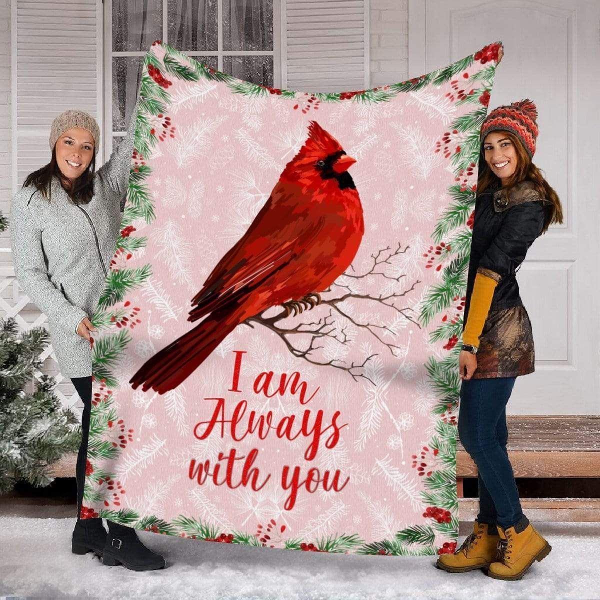 Pink Always With You Cardinal Soft Fleece Blanket Gift