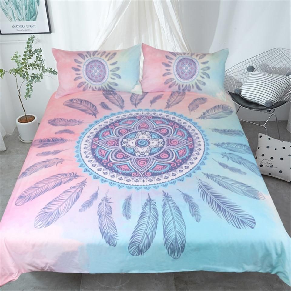 Pink And Blue Mandala Bedding Set