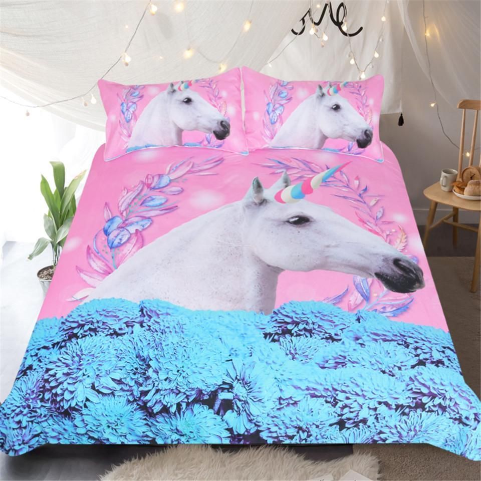 Pink And Blue Unicorn Bedding Set