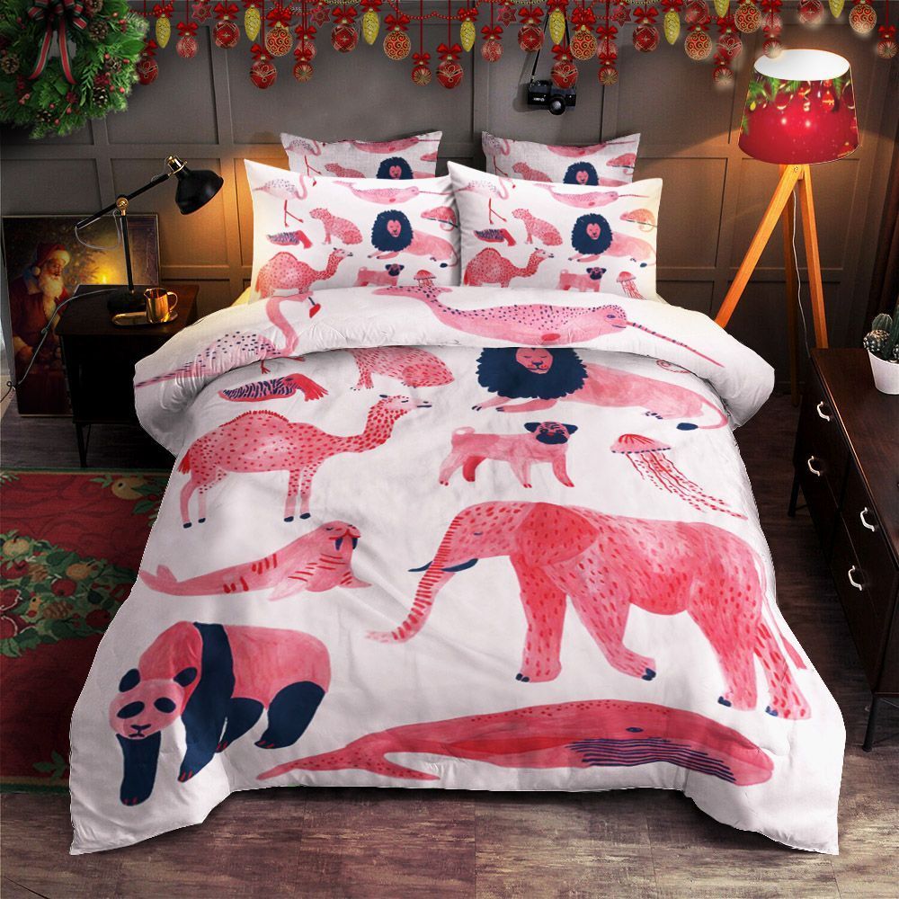 Pink Animals Bedding Set
