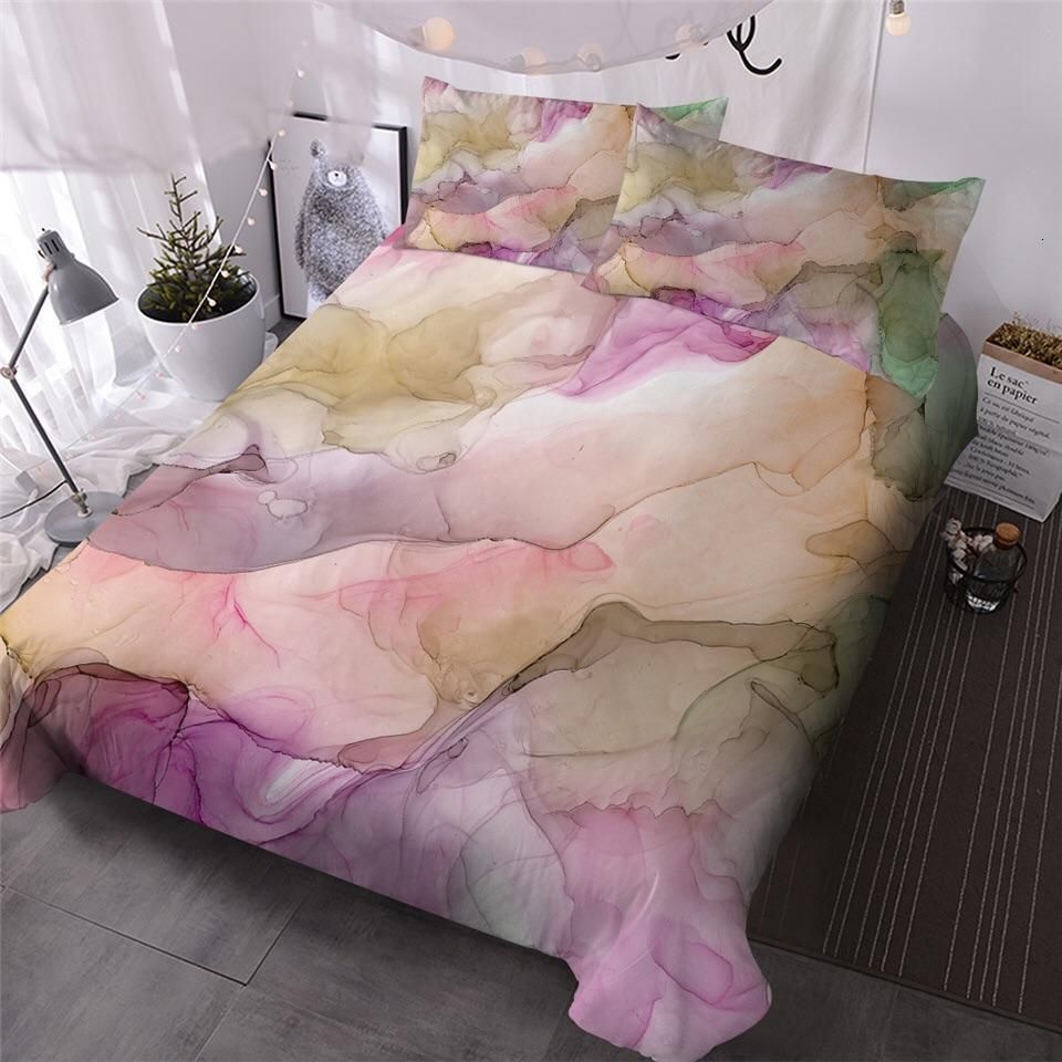 Pink Apricot Marbling Bedding Set