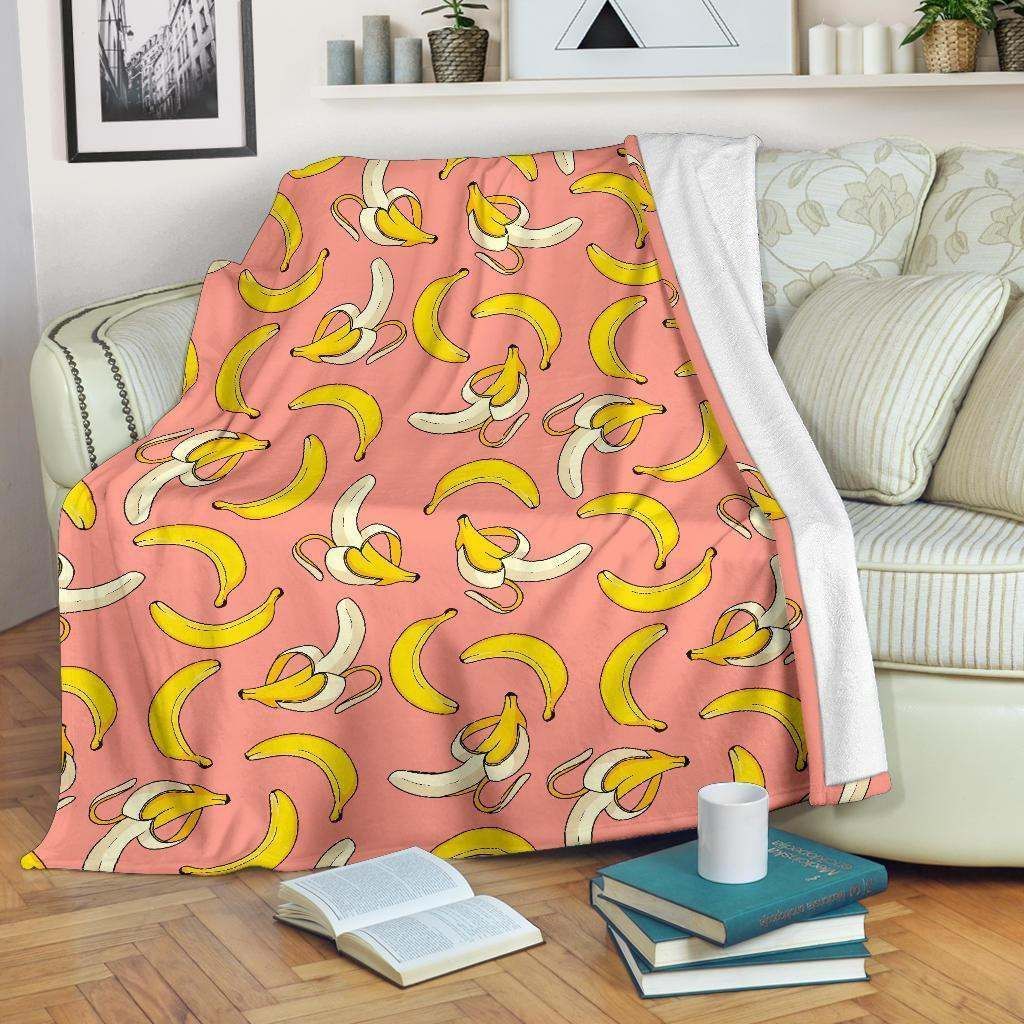 Pink Banana Sherpa Fleece Blanket