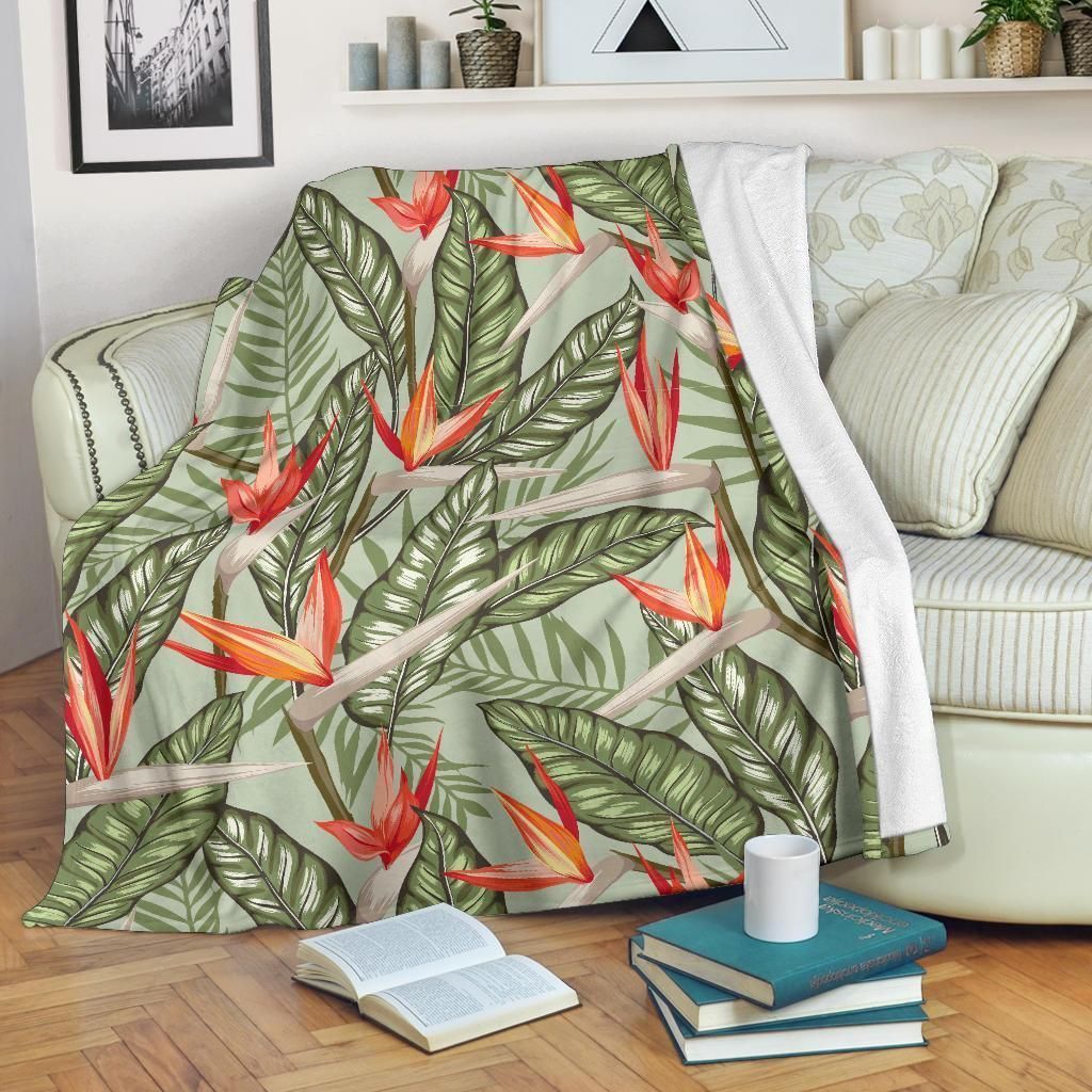 Pink Bird Of Paradise Pattern Print Design Fleece Blanket