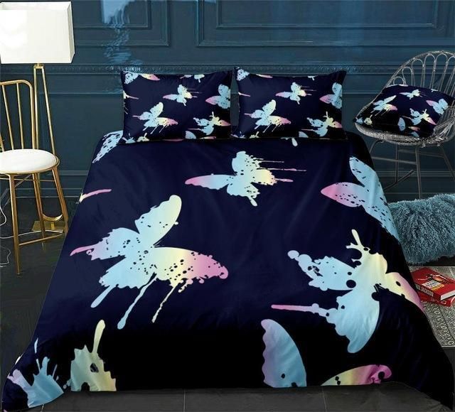 Pink Blue Butterfly Bedding Set