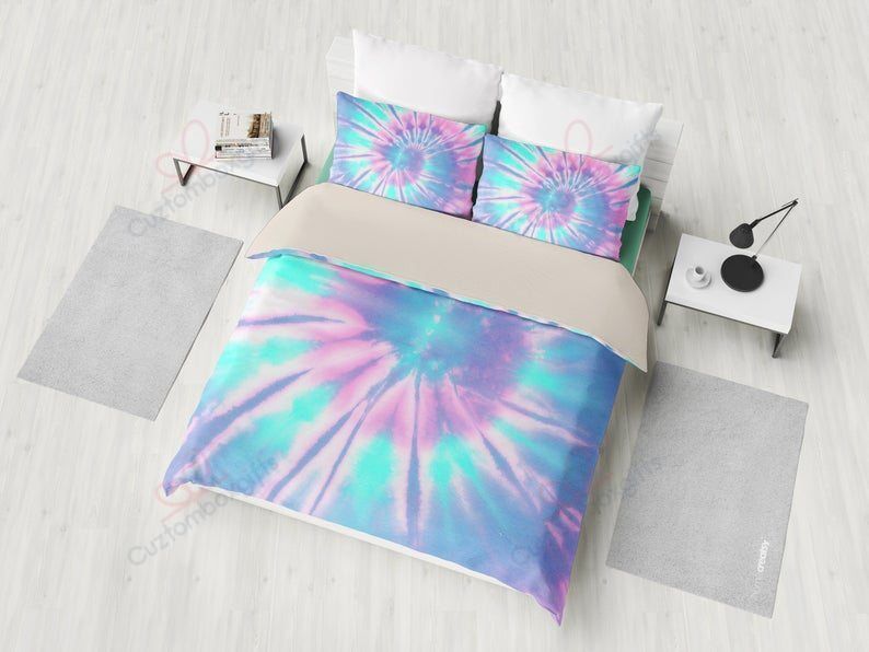 Pink Blue Tie Dye Abstract Bedding Set