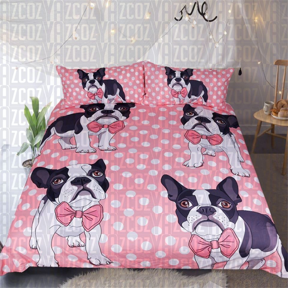 Pink Bow Tie French Bulldog Bedding Set