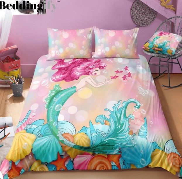 Pink Bubble Mermaid Bedding Set