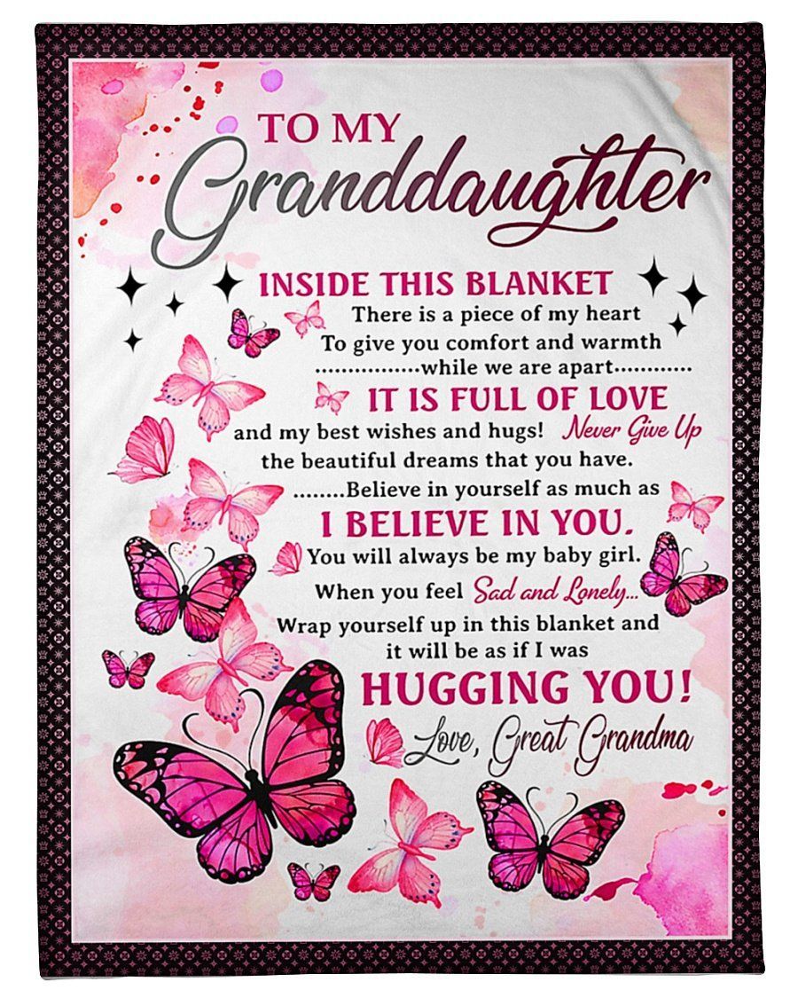 Pink Butterflies Give You Comfort And Warmth Grandma To Granddaughter Fleece Blanket Fleece Blanket