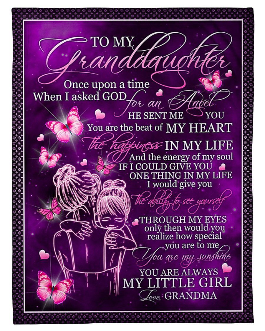 Pink Butterflies God Sent Me Angel You Grandma To Granddaughter Fleece Blanket Fleece Blanket