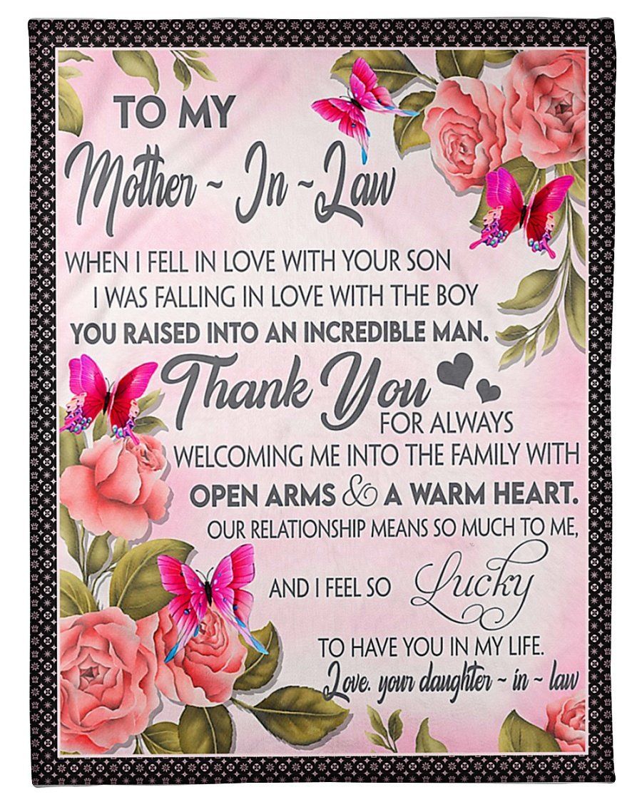 Pink Butterflies So Lucky To Have You In Life To Mother In Law Fleece Blanket Fleece Blanket