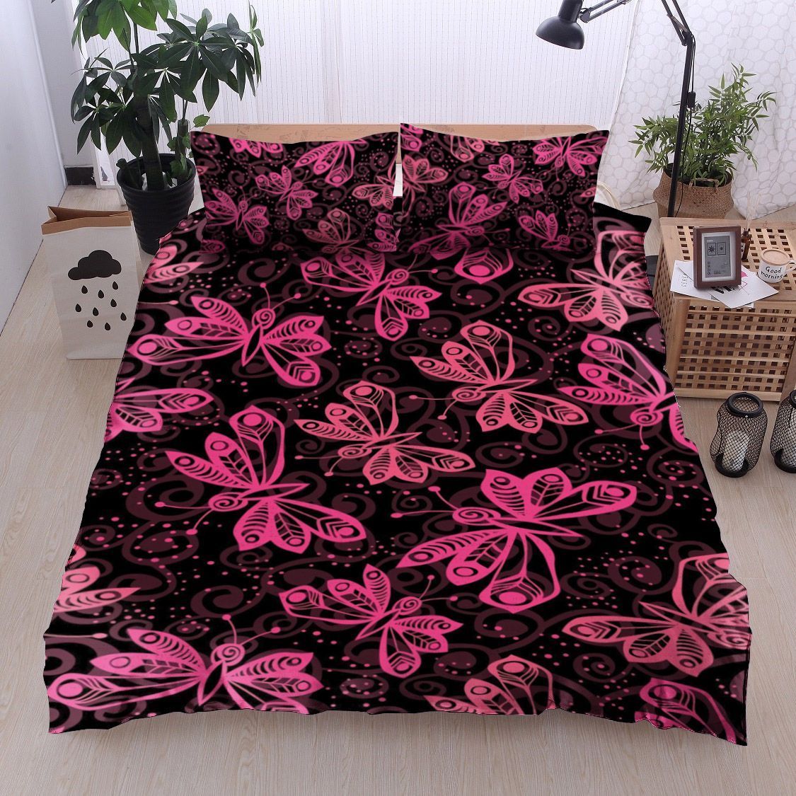 Pink Butterfly Bedding Set