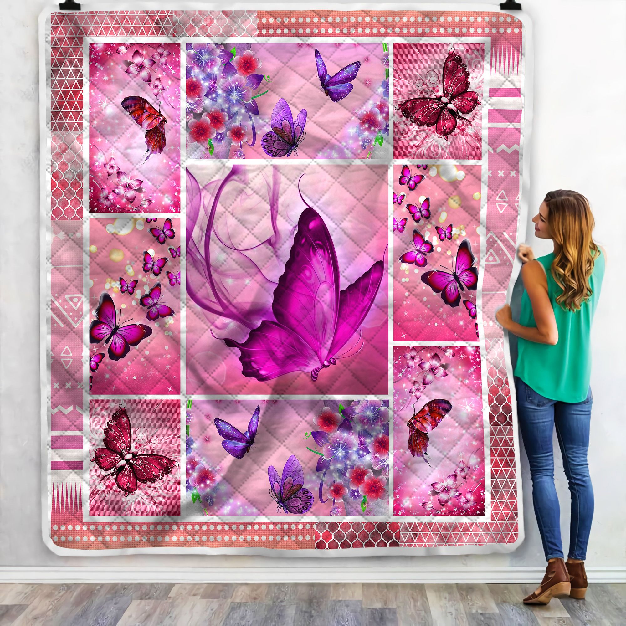 Pink Butterfly Fleece Blanket