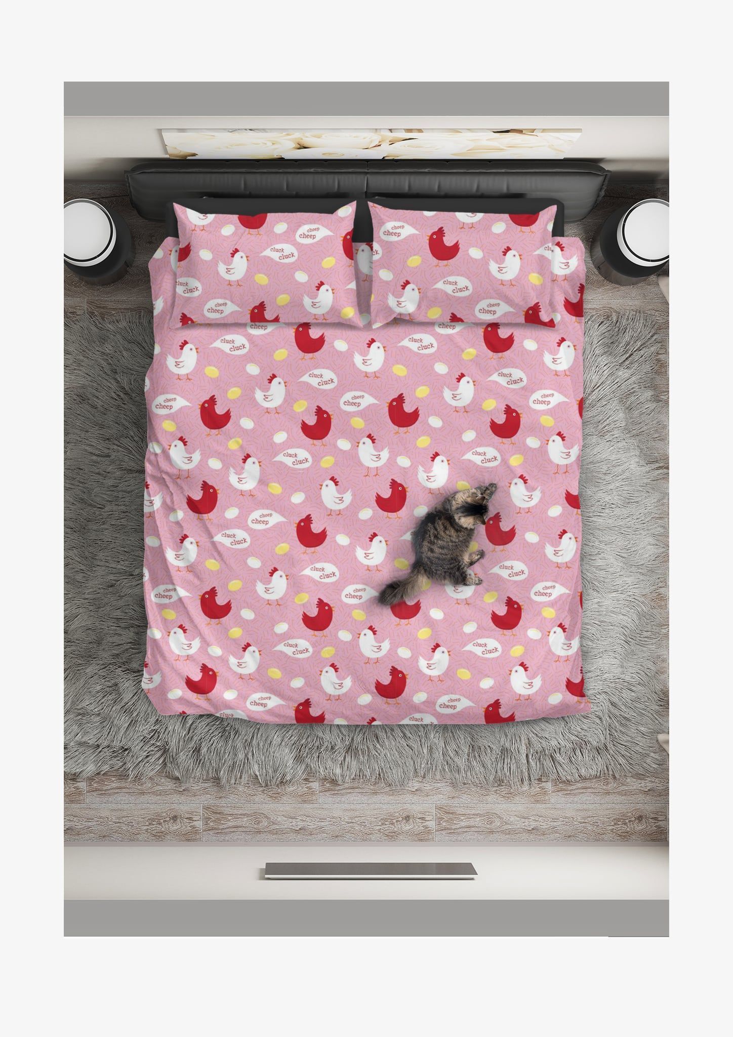 Pink Chicken Bedding Set