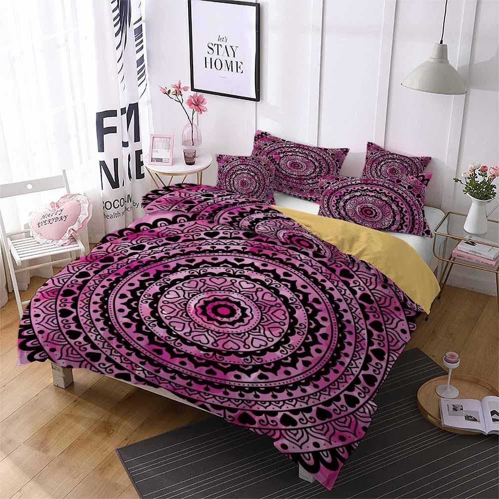 Pink Circle Mandala Pattern 3D Bedding Set