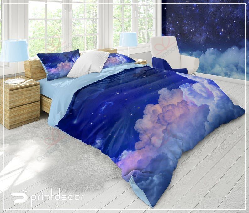 Pink Clouds Galaxy Bedding Set