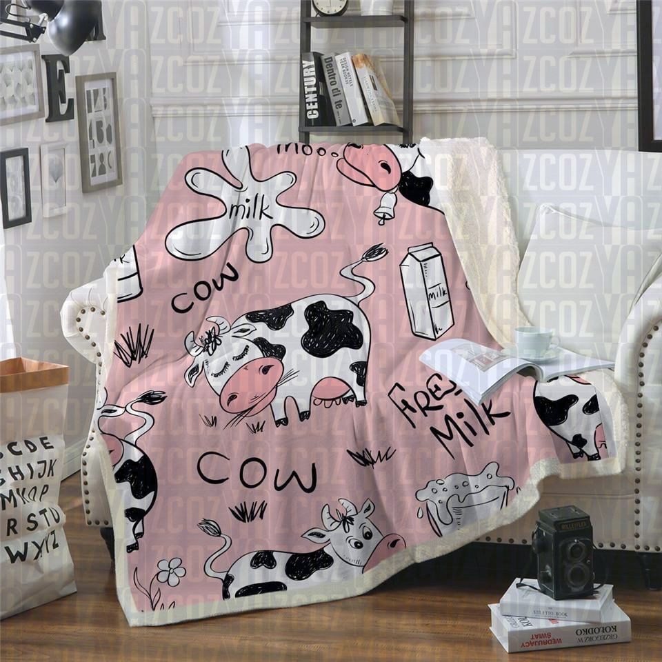 Pink Cow Sherpa Fleece Blanket