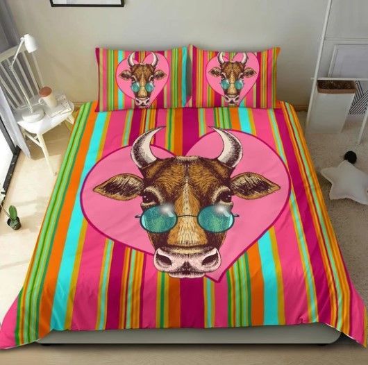 Pink Cow Bedding Set