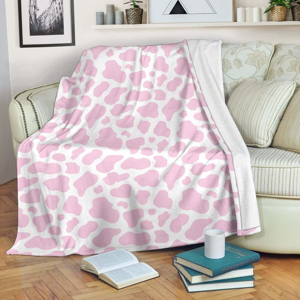 Pink Cow Sherpa Fleece Blanket