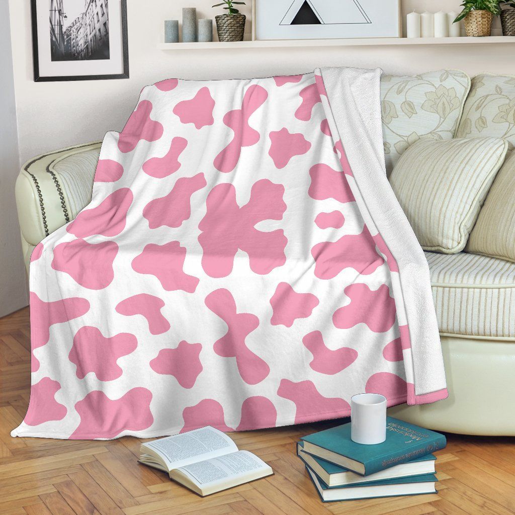 Pink Cow Skin Pattern Sherpa Fleece Blanket
