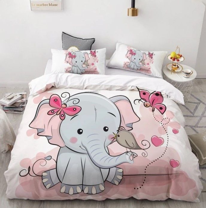Pink Elephant Bedding Set