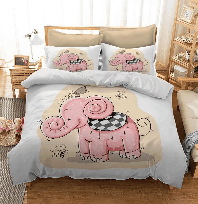 Pink Elephant Bedding Set