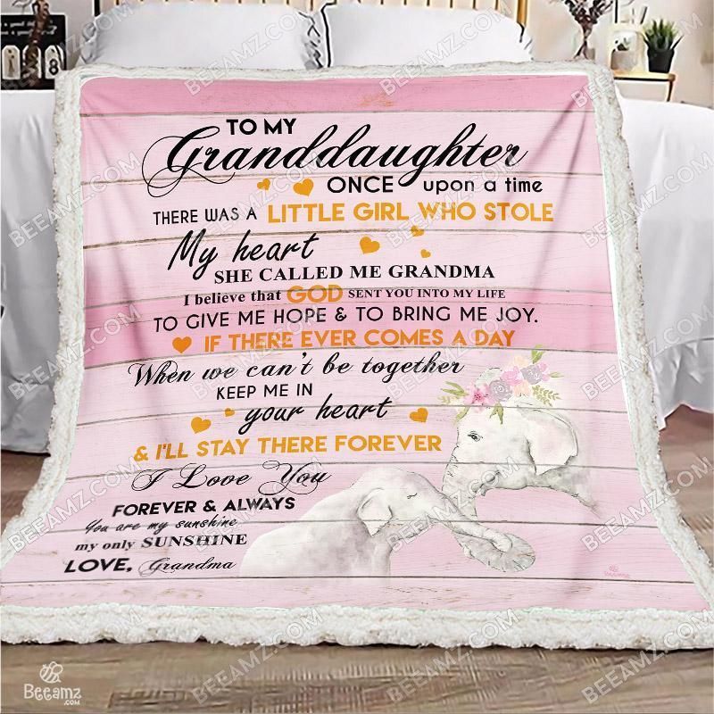 Pink Elephant Granddaughter Sherpa Fleece Blanket