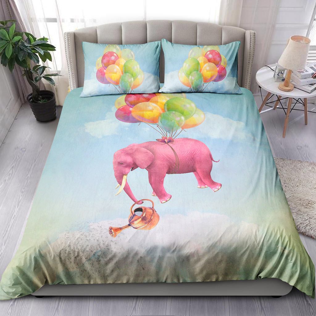 Pink Elephant Water Can Bedding Set