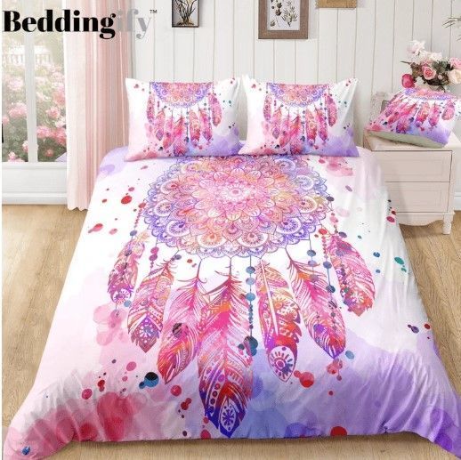 Pink Feather Dreamcatcher Bedding Set