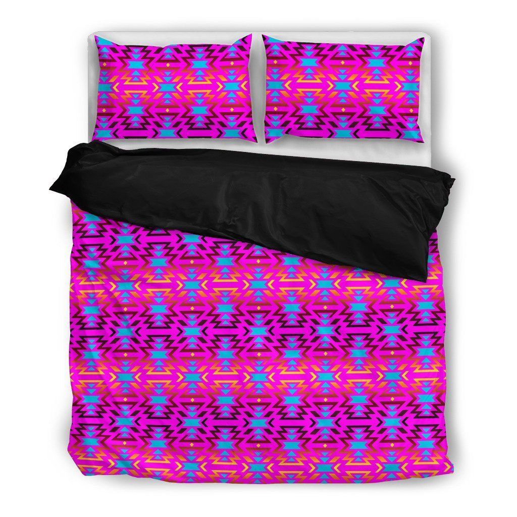 Pink Fire Pattern Printed Bedding Set