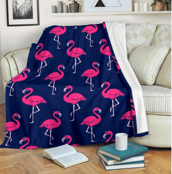 Pink Flamingo Sherpa Fleece Blanket