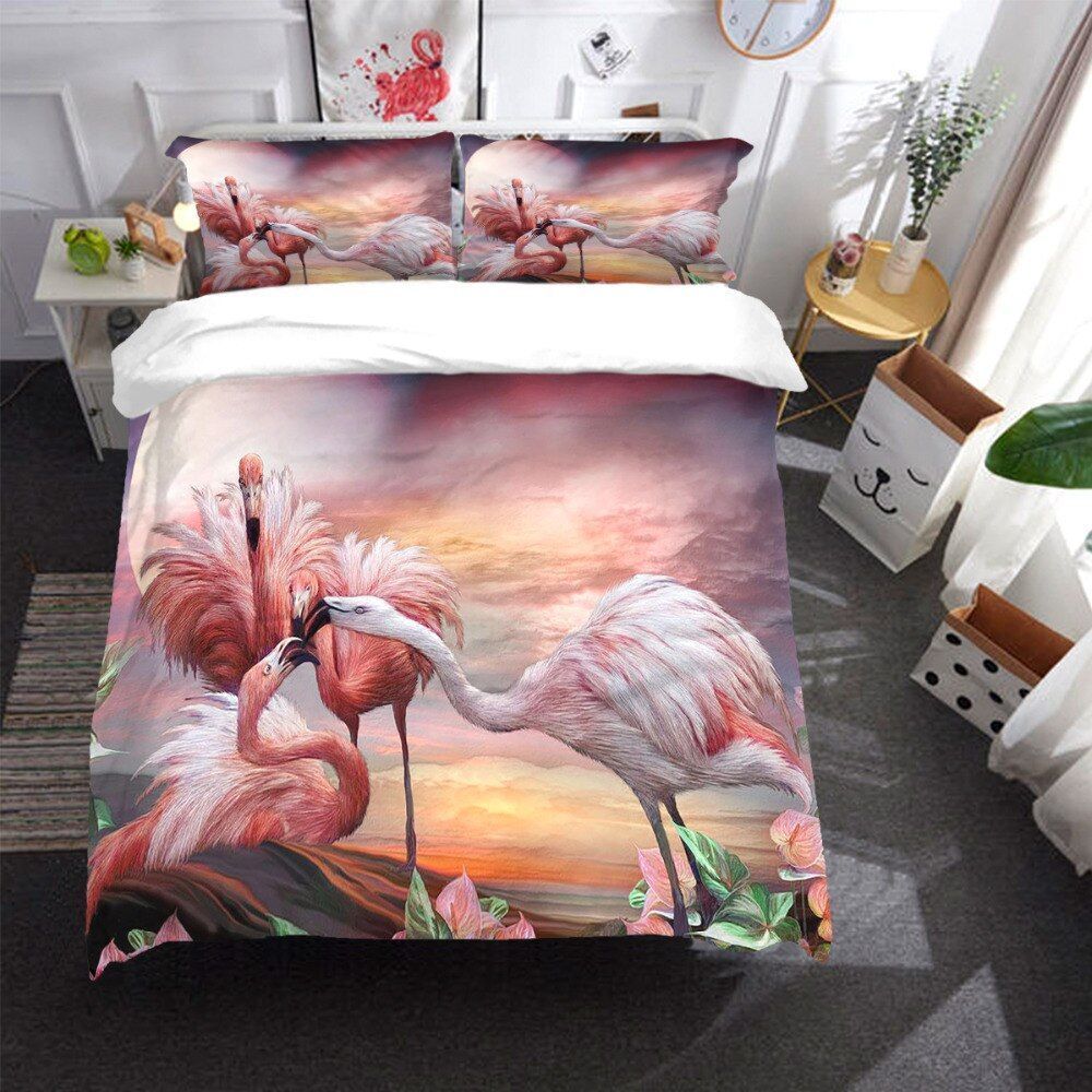 Pink Flamingo Family Bedding Set