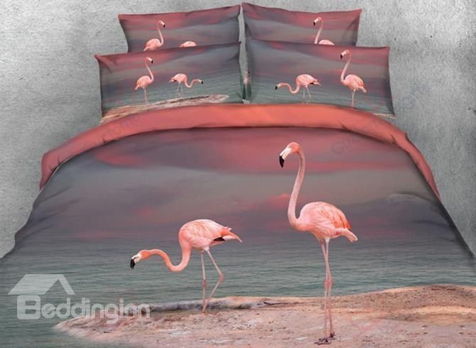 Pink Flamingo  Bedding Set