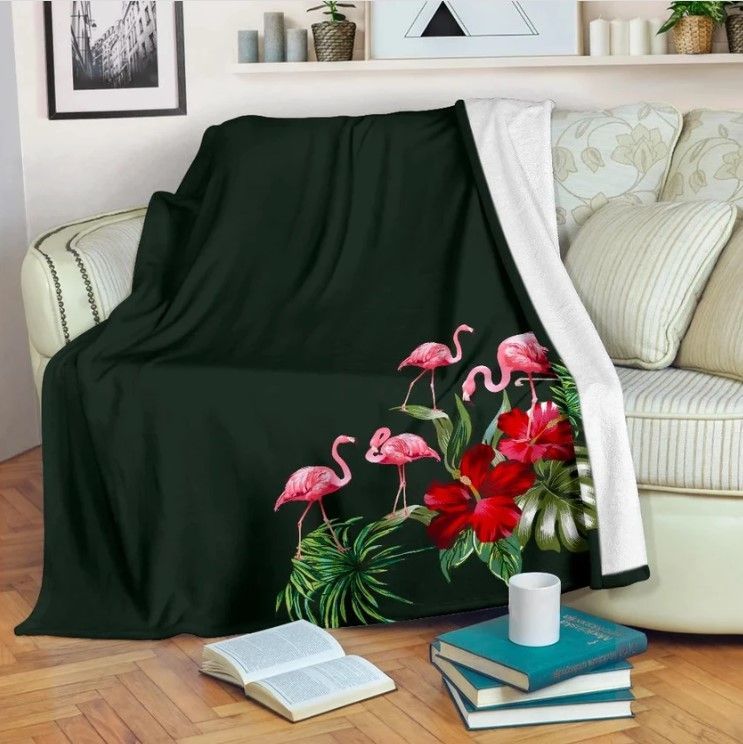 Pink Flamingos Sherpa Fleece Blanket