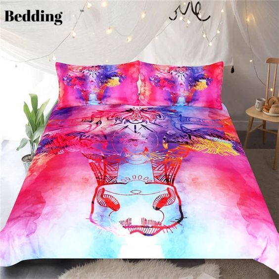 Pink Floral Cow With Sunglasses Bedding Set