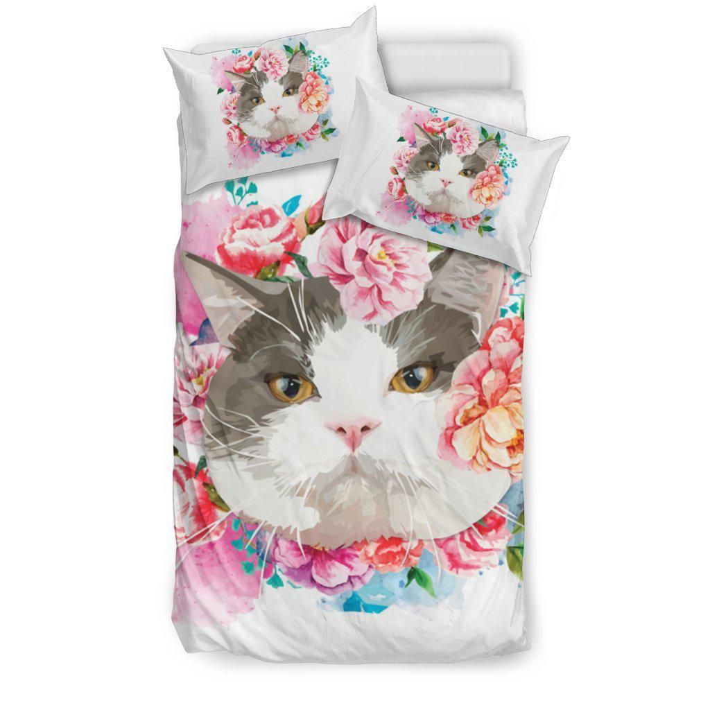 Pink Flower Cat Bedding Set