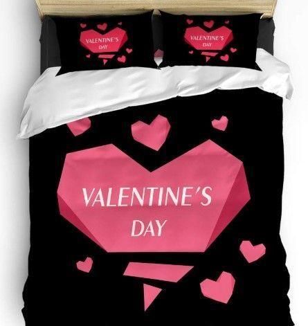 Pink Geometric Heart Valentine’s Day Bedding Set