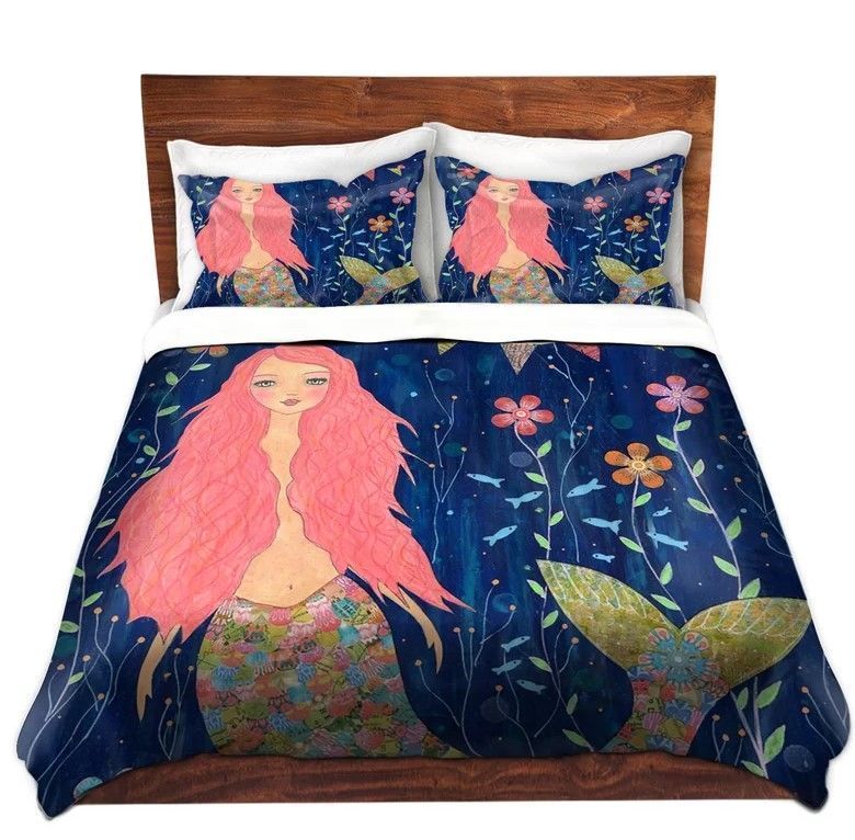 Pink Hair Mermaid Bedding Set