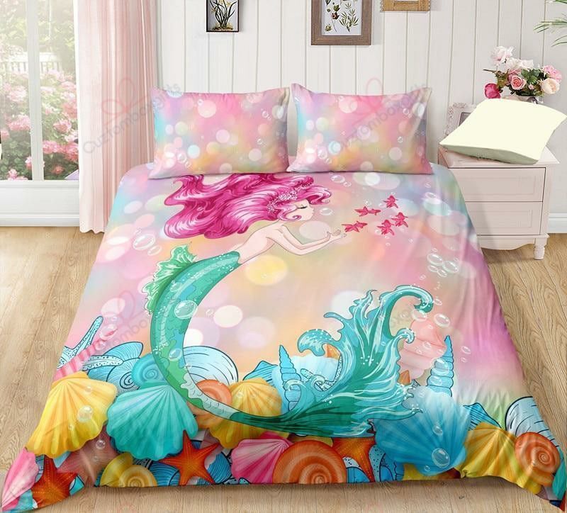Pink Little Mermaid 3D Bedding Set