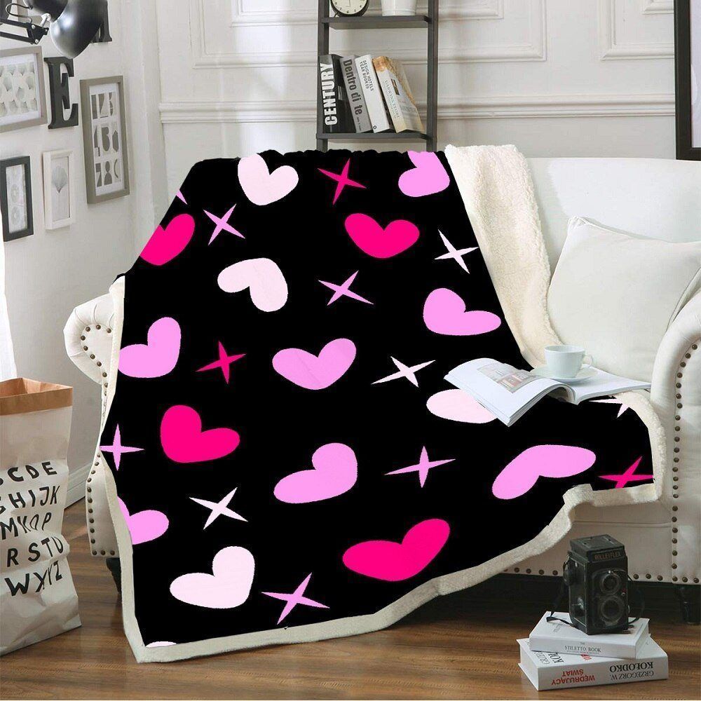 Pink Love Sherpa Fleece Blanket