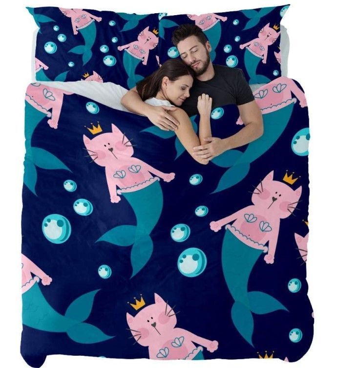 Pink Mermaid Cat Bedding Set