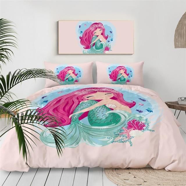 Pink Mermaid Girls Bedding Set